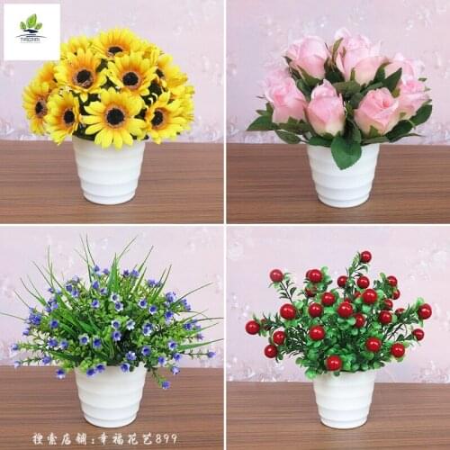 Simulation plant plastic artificial flower home furnishing set ornaments indoor dining room flower art small fresh potted plants