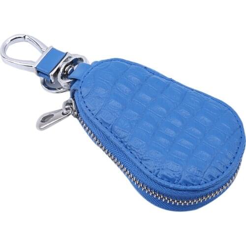 Unisex Genuine Leather Car Key Wallet Men and Women Fashion Keychain Zipper Keys Pouch Key Ring Car key Storage Case 5 Colors