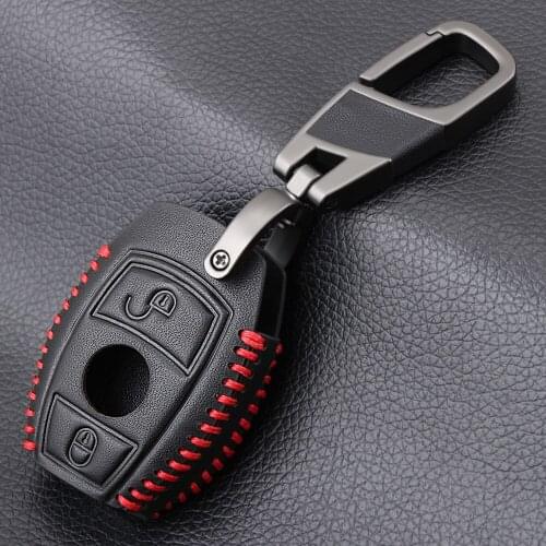 Fashion Leather cover car key case Fit For mercedes benz Cla A180 A200 A260 A AMG Classe 2 buttons keychain keyring