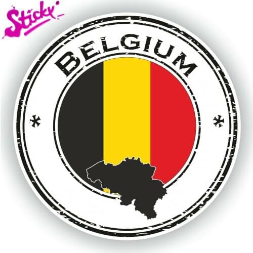 STICKY Belgium Country Map Badge Sticker Decal For Car Truck Laptop Tablet Fridge Door Decals Guitar Window Stickers