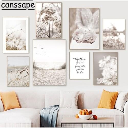 Plant Dried Flowers Painting Dandelion Wall Art Posters Reed Hay Canvas Print Nordic Wall Pictures For Living Room Decoration