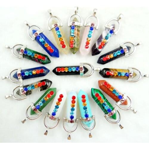 Natural stone lapis tiger eye Quartz Crystal Turquoises lapis tiger eye pendant for diy Jewelry making necklace Accessories24pcs