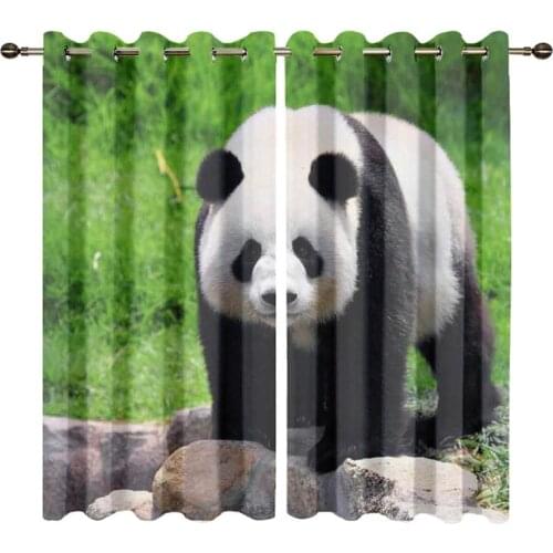 Customized Window Curtains For Bedroom Modern Panda Print Curtains For Living Room High Density Fabrics Window Shade