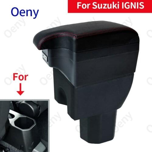 For Suzuki IGNIS Armrest Retrofit parts Interior Storage box 3USB LED Simple installation Car Armrest box