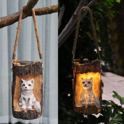 Stump Fox Lawn Hanging Night Light Solar Powered Garden Lawn Lamp Outdoor LED Creative Decorative Landscape Lighting Lamp