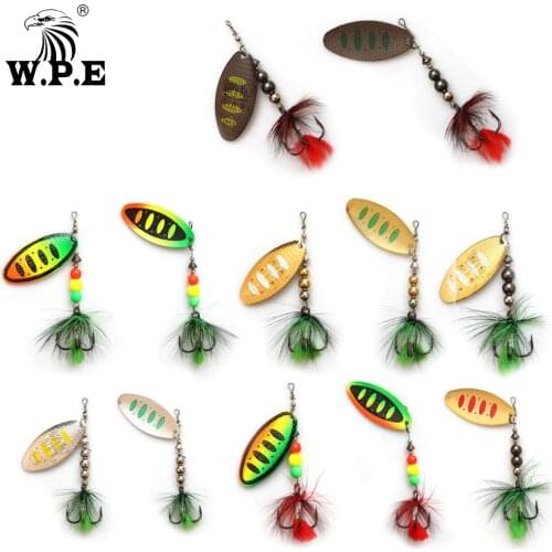 W.P.E Spinner lure 2pcs 8.8g/13g/20.5g Metal Spoon Fishing Lure Hard Bait Feather Carp Fishing Bait Fishing Tackle Pike Wobblers
