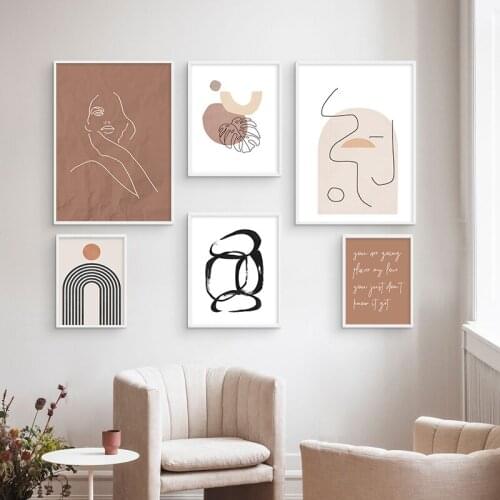 Simple Nordic Morandi color abstract geometric lines beauty art combination decorative picture canvas print corridor porch