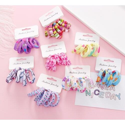 6PCS/Sett Cute Girls Cartoon Elastic Hair Bands Children Scrunchies Ponytail Holder Rubber Bands Headbands Kids Hair Accessories