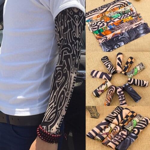 1 Pc Tattoo Sleeves Seamless Nylon Stretchy Fake Temporary Tattoo Sleeves Design Riding Skin Proteive Arm Stockings Tattoos Cool