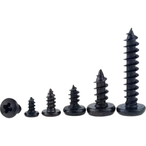 50PCS M2.3*5 6 8 10 Small Black Carbon Steel Cross Phillips Pan Round Head Self Tapping Screw M2.3x5 M2.3x6 M2.3x8 M2.3x10