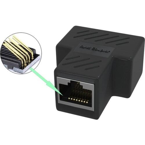 1 To 2 Ways LAN Ethernet Network Cable RJ45 Female Splitter Connector Adapter For Laptop Docking Stations Z07 Drop ship shipping