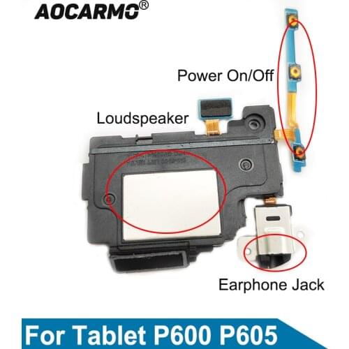 Aocarmo Power On/Off Volume Loudspeaker Earphone Headset Jack Flex Cable For Samsung Galaxy Tab SM- P600 P601 P605