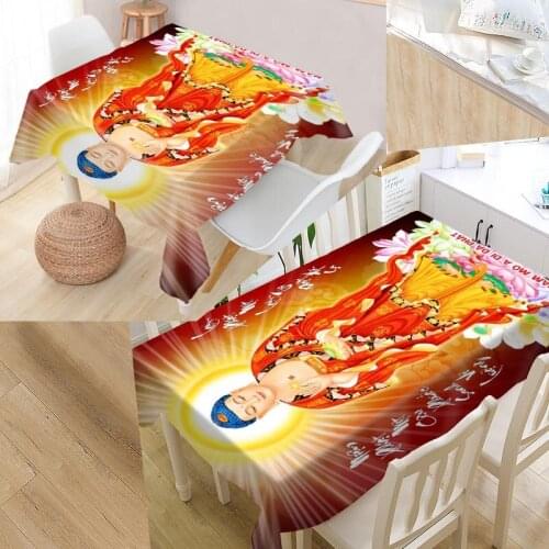 Custom Buddha Zen Table Cloth Oxford Print Rectangular Waterproof Oilproof Table Cover Square Wedding Tablecloth