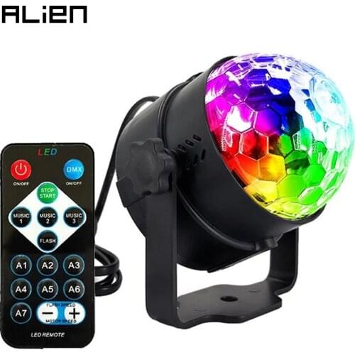 ALIEN 6W 7 Color RGB Remote LED Crystal Magic Ball DJ Disco Stage Lighting Effect Party Holiday Christmas Birthday Music Lamp