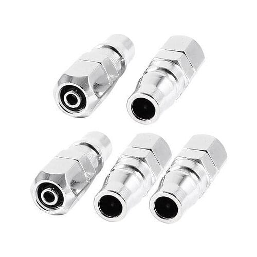 5 Pcs 8x5mm Hose PP20 Type Air Quick Coupler Coupling Connector Silver Tone