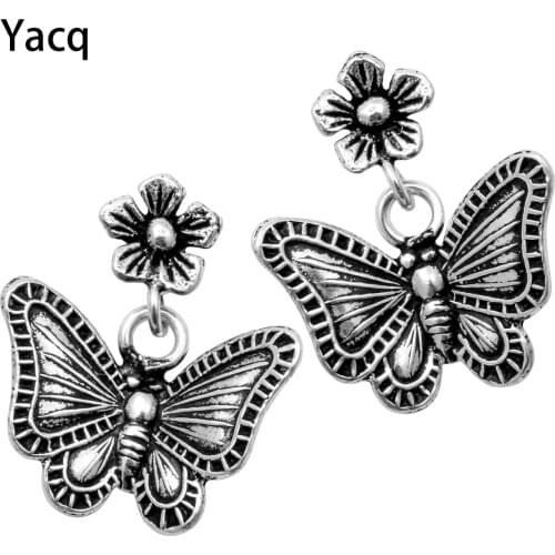 925 Sterling Silver Flower Butterfly Stud Earrings Costume Charm Fashion Jewelry Gifts for Women Girls Her Dropshipping YCE123