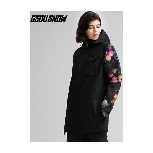 GSOU SNOW Women Ski Jacket Flower Style Windproof Waterproof Outdoor Sport Wear Super Warm Winter Clothing Female Coat New