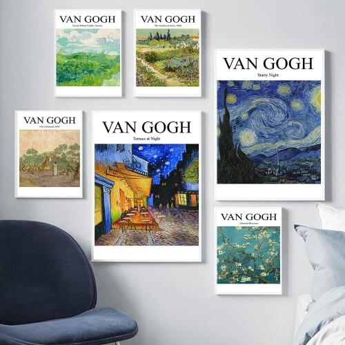 Famous Van Gogh Cafe Terrace At Night Oil Painting Reproductions on Canvas Posters and Prints Wall Art Picture for Living Room