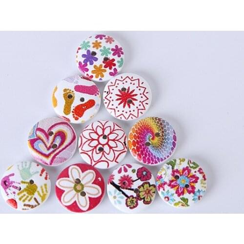 100pcs/lot 15mm Flower 2 Holes Wooden Buttons Sewing DIY Craft Scrapbooking Cute Fashion Wood Craft MR 010