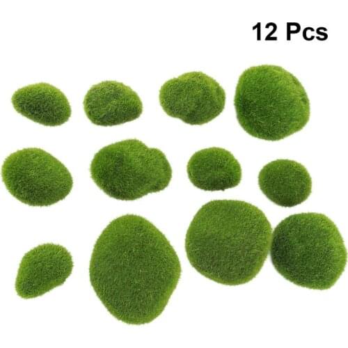 12pcs Simulation Moss Stone Plant Decoration For Aquariums And Glass Jar Terrarium Realistic Micro Landscape Decoration