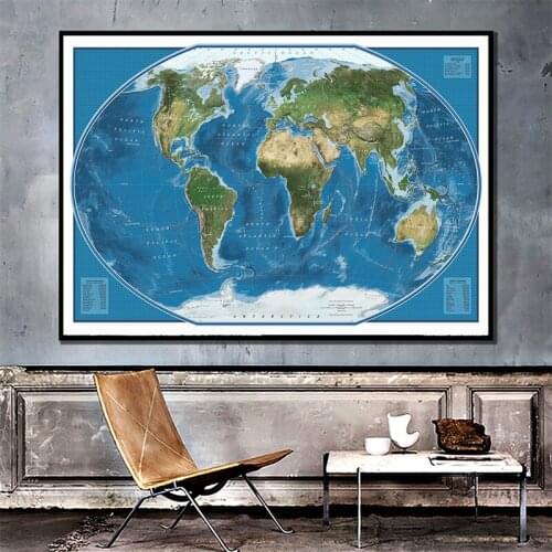 2011 Edition The World Satellite Map Simple World Decor Map For Living Room And Bedroom Wall Decor Canvas Painting