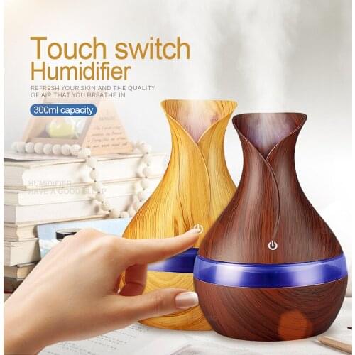 300 ml Wood Grain Ultrasonic Air Humidifier USB Portable Mini Aroma Essential Oil Diffuser for Car Room Home Office