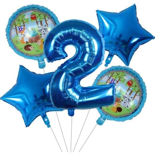 5pcs Jungle Animal Balloons Raccoon Fox Squirrel Hedgehog Foil Helium Balloon Birthday Party Decor Baby Shower Inflatable Toys