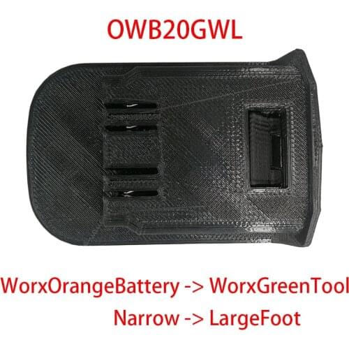 OWB20GWL Lithium Battery Adapter Converter Use Worx Orange Narrow Socket Battery on Worx Green Large Foot Tool