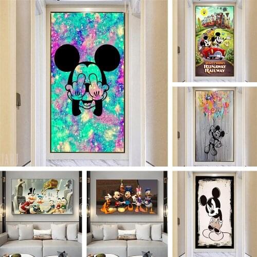 Disney Street Graffiti Art Crystal Full Diamond Painting Mickey Minnie Couple Room Decoration Painting Home Decoration Painting