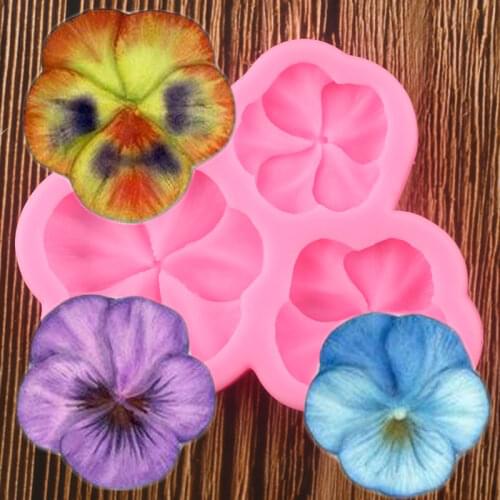 Pansies Flower Silicone Molds Cupcake Topper Fondant Cake Decorating Tools DIY Baking Candy Chocolate Gumpaste Moulds