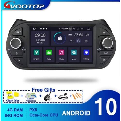 AVGOTOP Android 10 Auto Head Unit for DECKLESS FIAT FIORINO 2013 Car Radio RDS GPS WiFi Carplay Multimedia