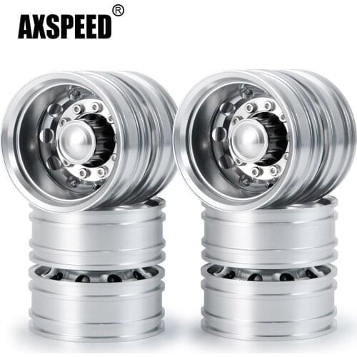 AXSPEED 1/2/4Pcs Metal Rear Wheel Rim Hube for 1/14 Tamiya Trailer Tractor Truck RC Car Truck Upgrade Parts