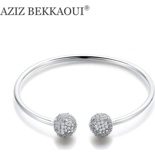 AZIZ BEKKAOUI Hot New Clear Crystal Ball Charm Bracelets for Women Men Bracelet & Bangle for Women Double Ball Charm Bracelets