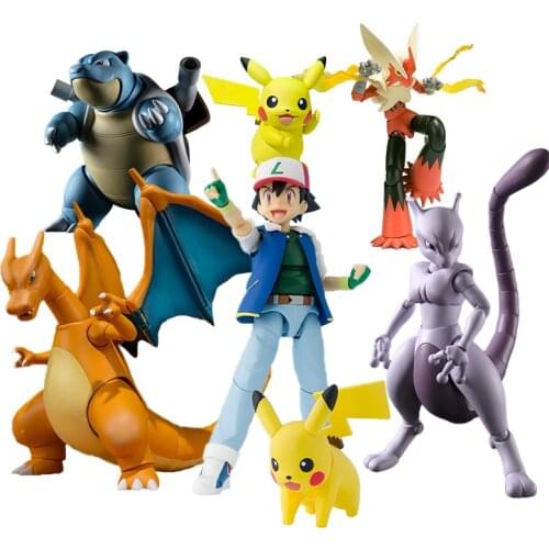 Bandai SHF Pokemon Pikachu Blastoise Mewtwo Charizard Jessie James Action Figure