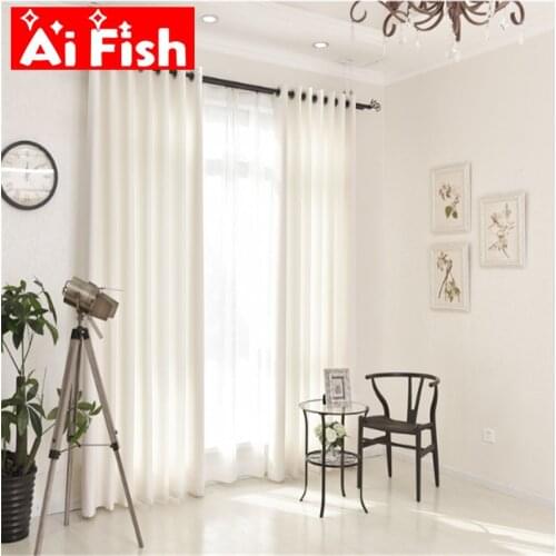 White Solid Blackout Curtains For Living Room Modern Simple Tulle Curtain for Bedroom Window Treatment Voile Drape Decoration#3