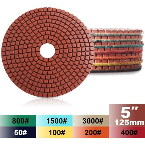 Free shipping 7pcs Red diamond polishing pads 5 inch 125mm diamond abrasive disc for stone concrete