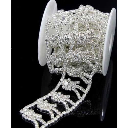 5Yards Glitter Rhinestones Chain Sewing Crafts Crystals 888 Glass Trimming Gold Silver Rose Gold Base