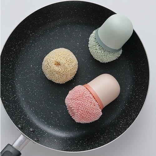 Cleaning ball with handle, kitchen cleaning brush, dish brush, household cleaning tool