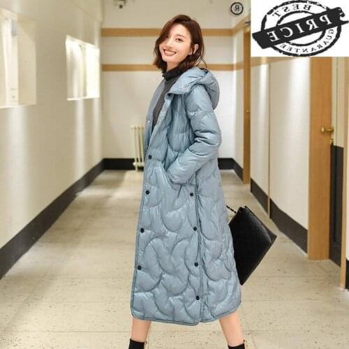 Long Womens Winter Down Jacket 20% White Duck Down Jackets Korean Coat Female Hooded Parkas Woman 2021 Abrigo Mujer LW