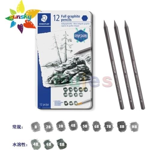 Germany STAEDTLER 100G 6/12 PCS All graphite pencil graphite pen rod lead sketch drawing pencil professional art supplies
