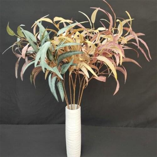 7Pcs Fake Long Stem Willow Leaf (6 stems/piece) 33.46" Simulation Greenery Phoenix Willows for Wedding Home Artificial Plants