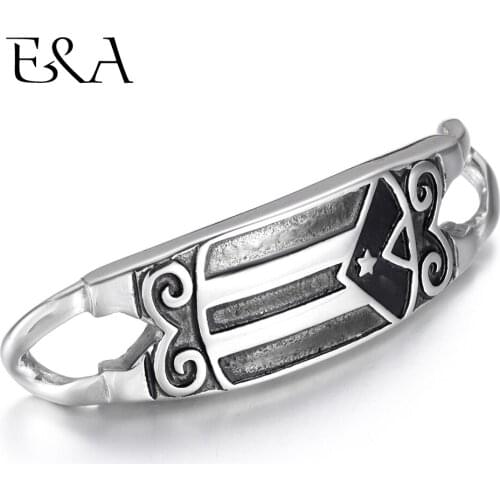 Stainless Steel Connectors Curved Flag 1/1 Loop for DIY Punk Bracelet Making Findings Jewelry Connect Parts Supplies 59*17*6mm