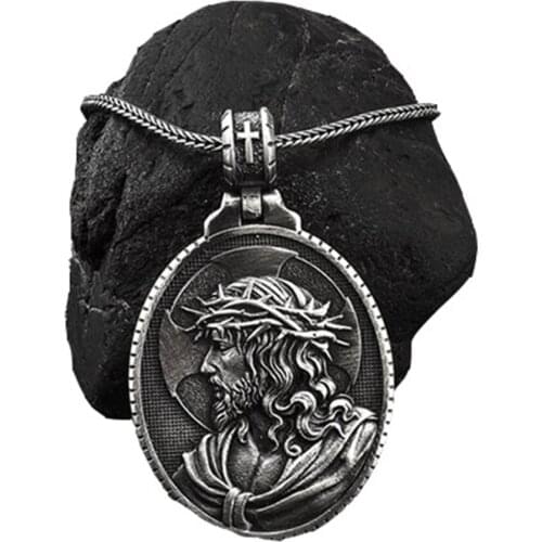 Crucifix Tag Necklace Pendant Catholic Jewelry Christianity Religion European and American Mens Hip Hop Chain Necklace