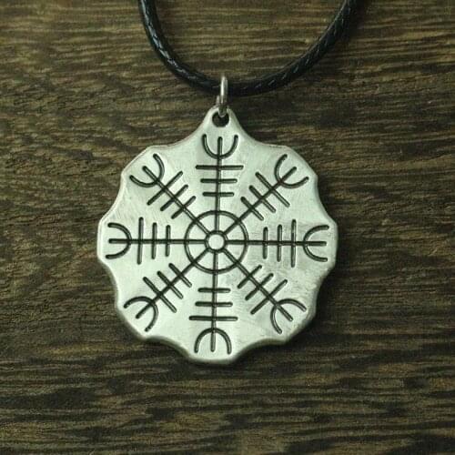 Lanseis 1pcs viking men pendant norse Icelandic Vegvisir symbol necklace A Protection Symbol Pendant, Magical Staves Compass