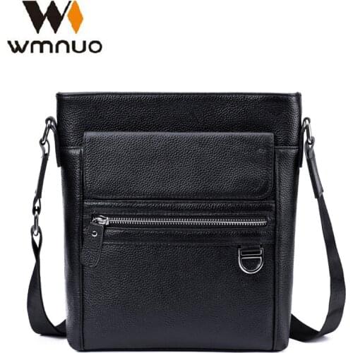 Wmnuo New Shoulder Bag Men Genuine Cow Leather Crossbody Bag For Men Zipper Ipad Bag Male Messenger Business Bag Hot Sale 5008