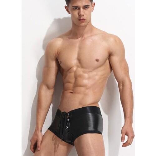 Kakaforsa Gay Men Underwear Jockstrap Mens Thongs And G Strings PU Leather Sexy Underwear Men Erotic Penis Thongs String Homme