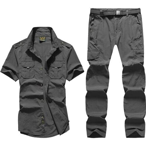 Men Casual Tracksuit Mens Outdoor Quick-Drying Shirt Male Large Size 2020 Summer Autumn Thin Waterproof Tactical Shirt Trousers