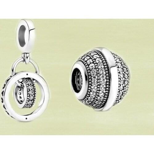 2021 Autumn Series New S925 Silver Pave & Logo, Circle Pendant Charm, Exquisite Bracelet Accessories For Ladies Jewelry Gifts