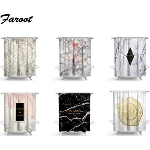 New Product Shower Curtain Bathroom Decoration Family Hotel Luxury Marble Geometric Printing Anti-Mold Curtain