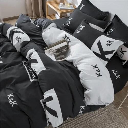 NEW Home Textile Black Lattice Duvet Cover Pillowcase Bed Sheet Simple Boy Girls Bedding Sets 3/4Pcs Single Double Bedlinen